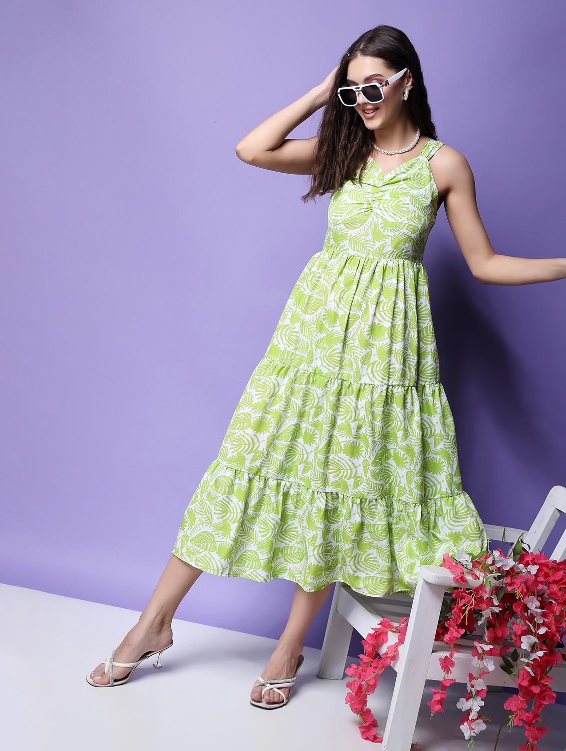 women printed sleeveless tiered dress - 21523850 -  Zoom Image - 0
