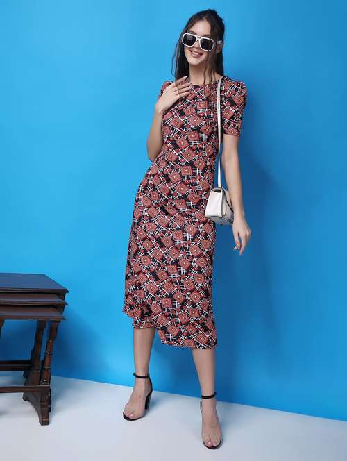 women printed short sleeves sheath dress - 21523851 -  Standard Image - 0