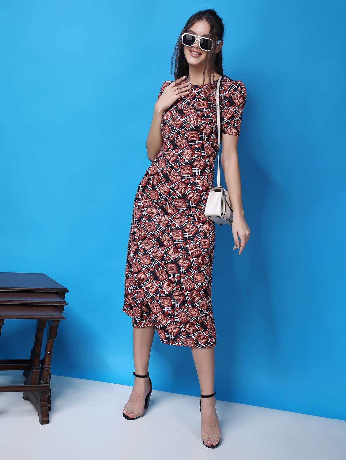 women printed short sleeves sheath dress - 21523851 -  Zoom Image - 0