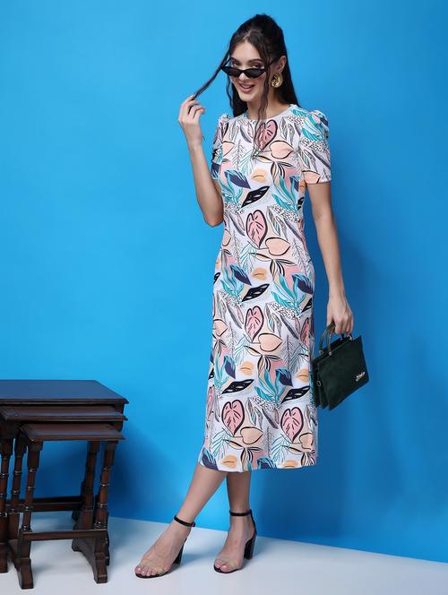 women printed short sleeves sheath dress - 21523852 - Standard Image - 0