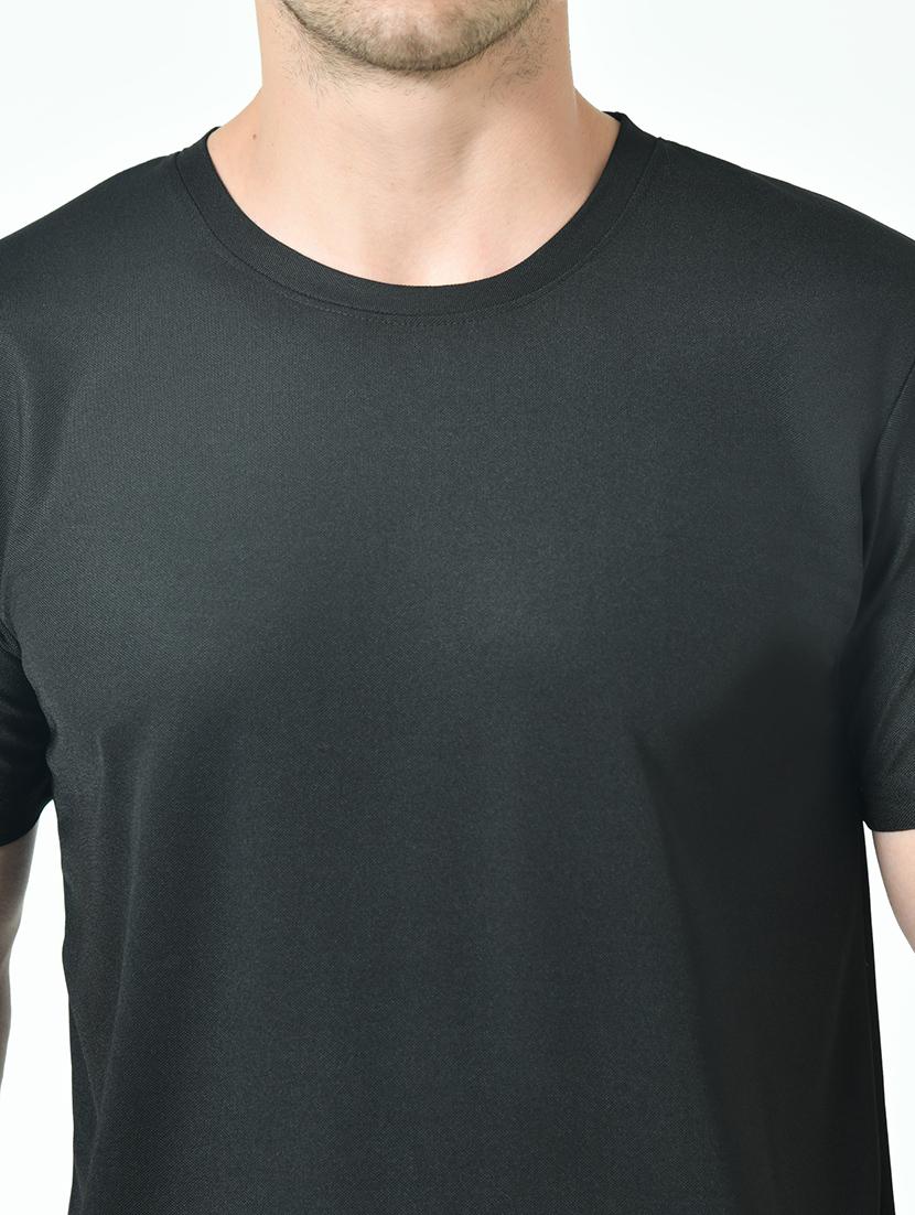 men black poly cotton plain t-shirt - 21523909 - Standard Image - 4
