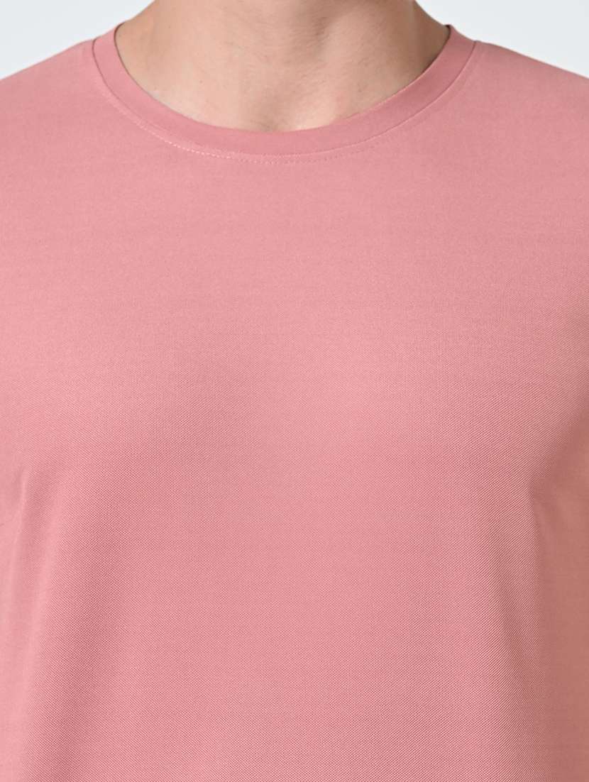 men pink poly cotton plain t-shirt - 21523913 -  Standard Image - 4