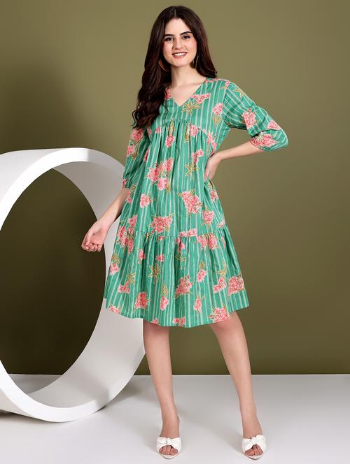 women floral print tiered dress - 21523927 - Standard Image - 0