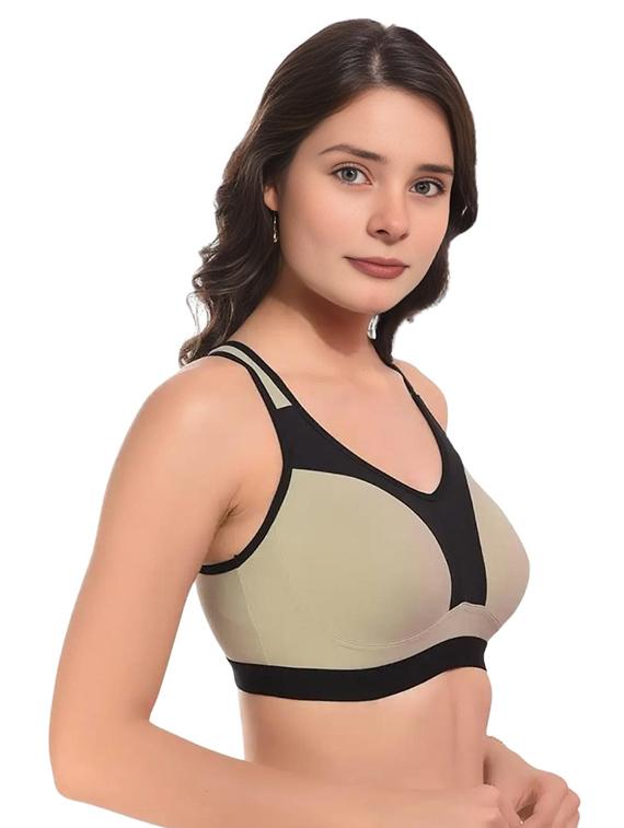 women green cotton blend sports bra - 21523997 - Standard Image - 1