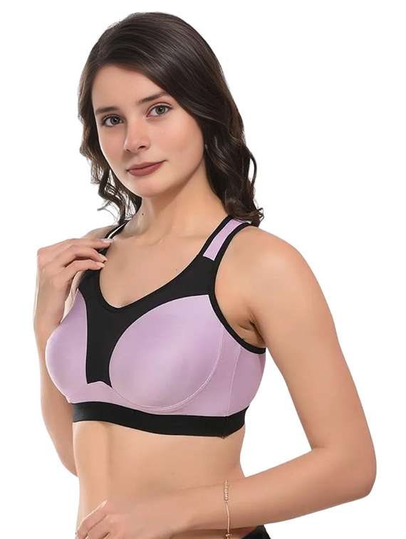 women lavender cotton blend sports bra - 21524000 - Standard Image - 1