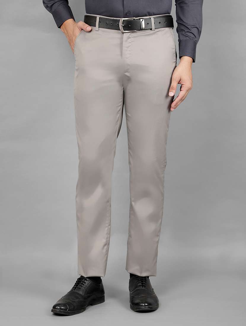 men grey flat front formal trouser