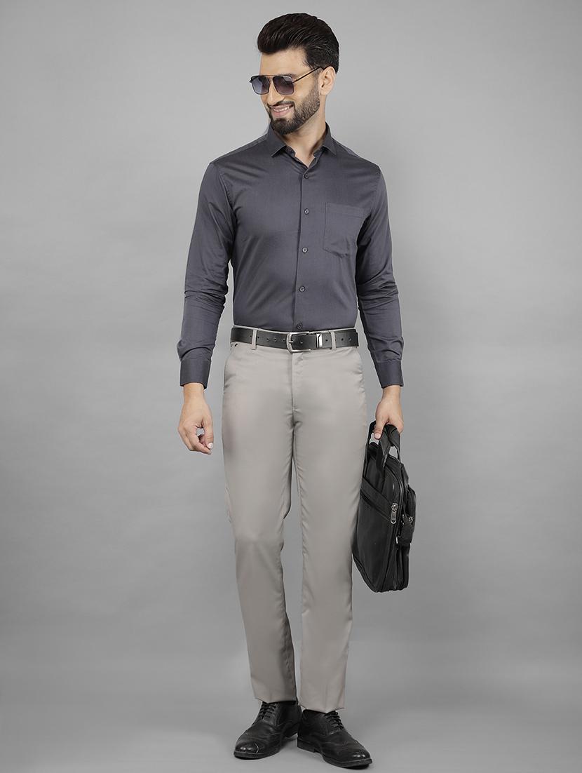 men grey flat front formal trouser - 21524039 - Standard Image - 4