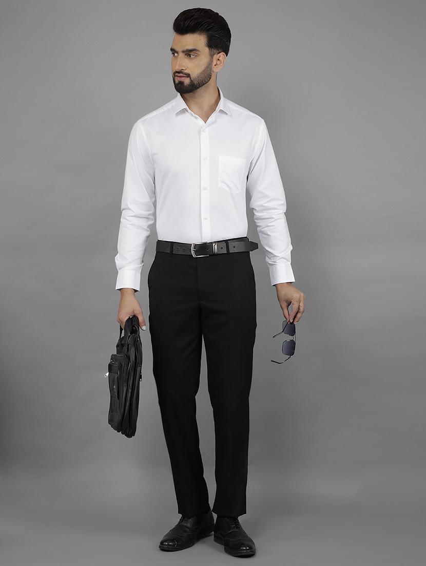 men white solid formal shirt - 21524056 - Standard Image - 4