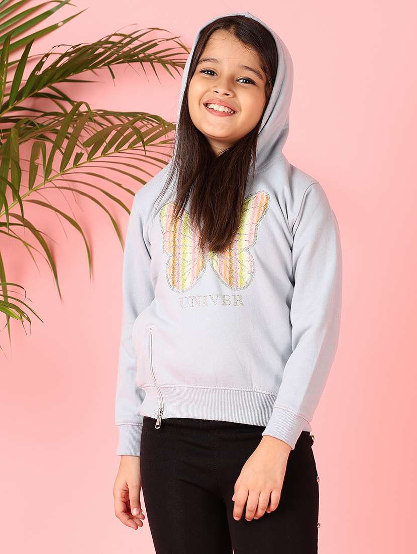 girls printed long sleeve hooded sweatshirt - 21524062 -  Standard Image - 1