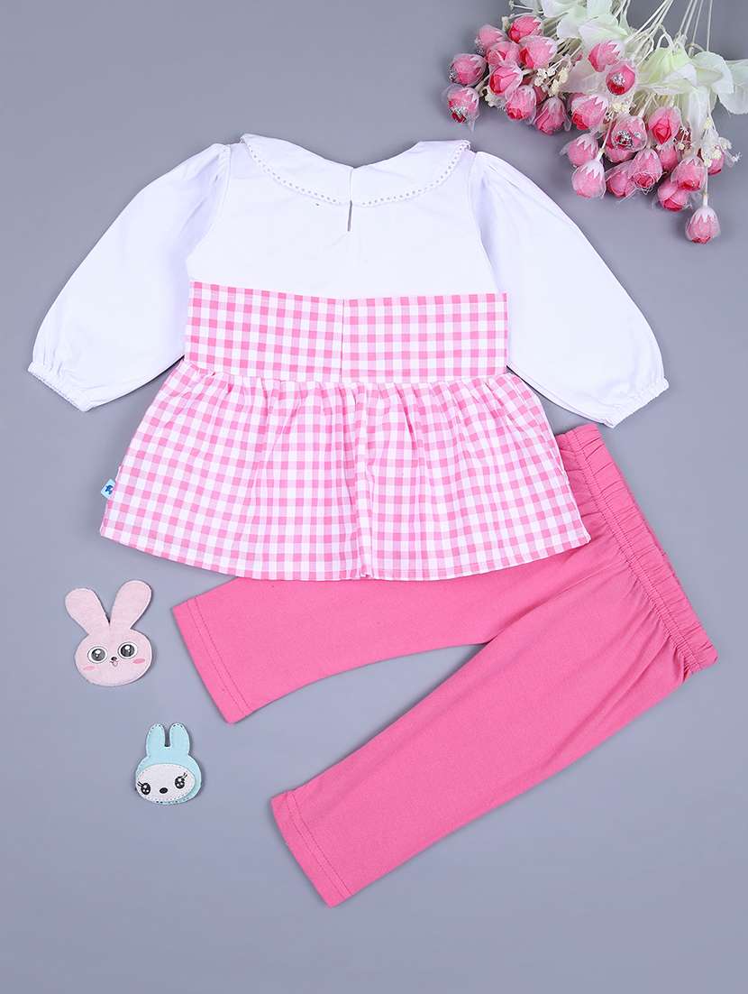girlss checkered casual wear full length set - 21524066 -  Standard Image - 1
