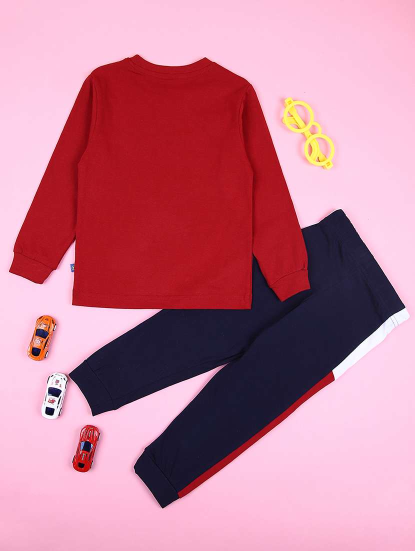 boys typography t-shirt & joggers full length set - 21524081 -  Standard Image - 1