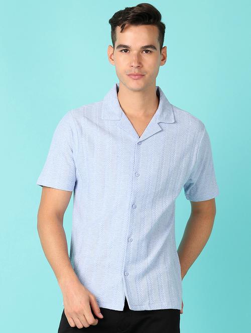 men short sleeves self design casual shirt - 21524169 -  Standard Image - 0