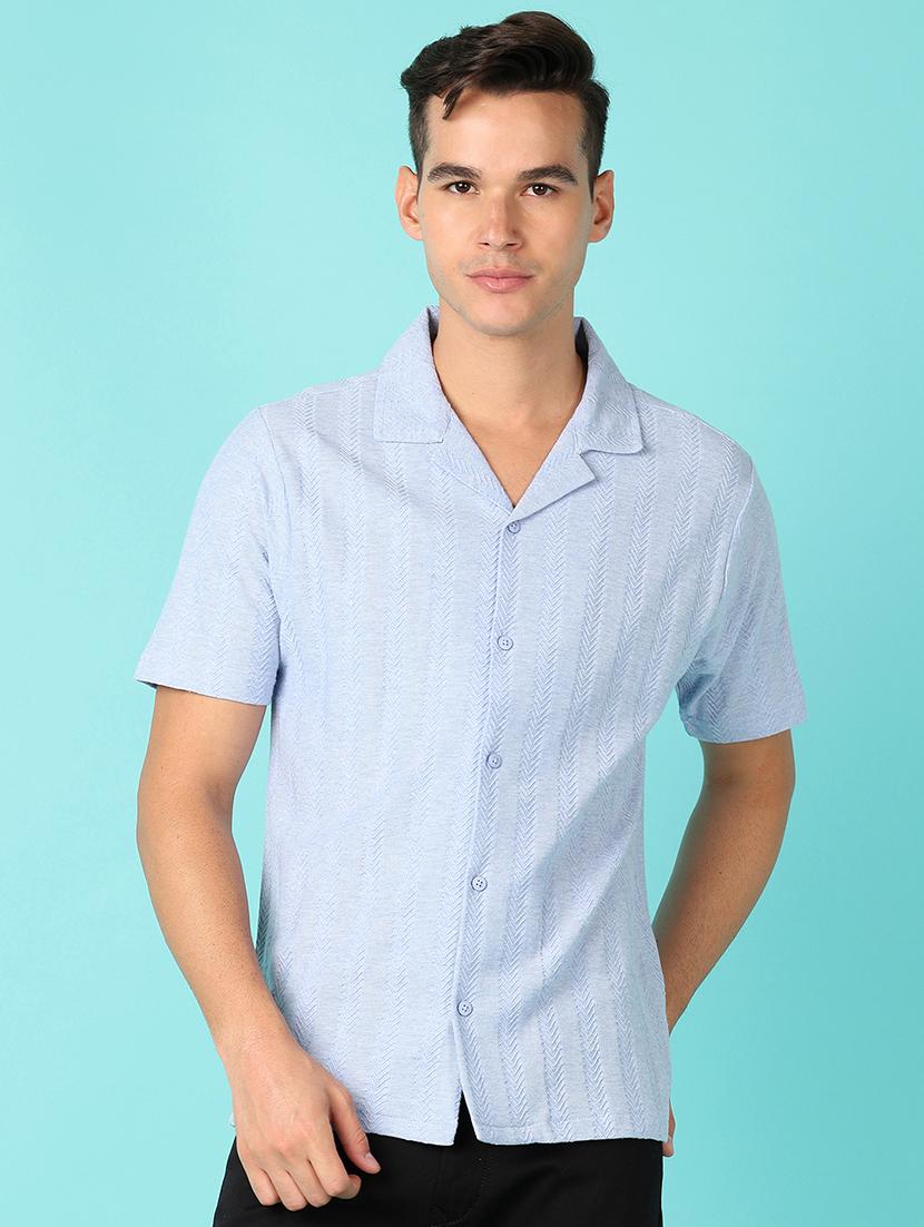 men short sleeves self design casual shirt - 21524169 -  Zoom Image - 0