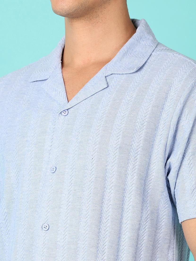 men short sleeves self design casual shirt - 21524169 - Standard Image - 4
