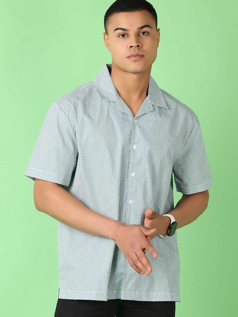 men printed short sleeve casual shirt - 21524172 -  Standard Image - 1