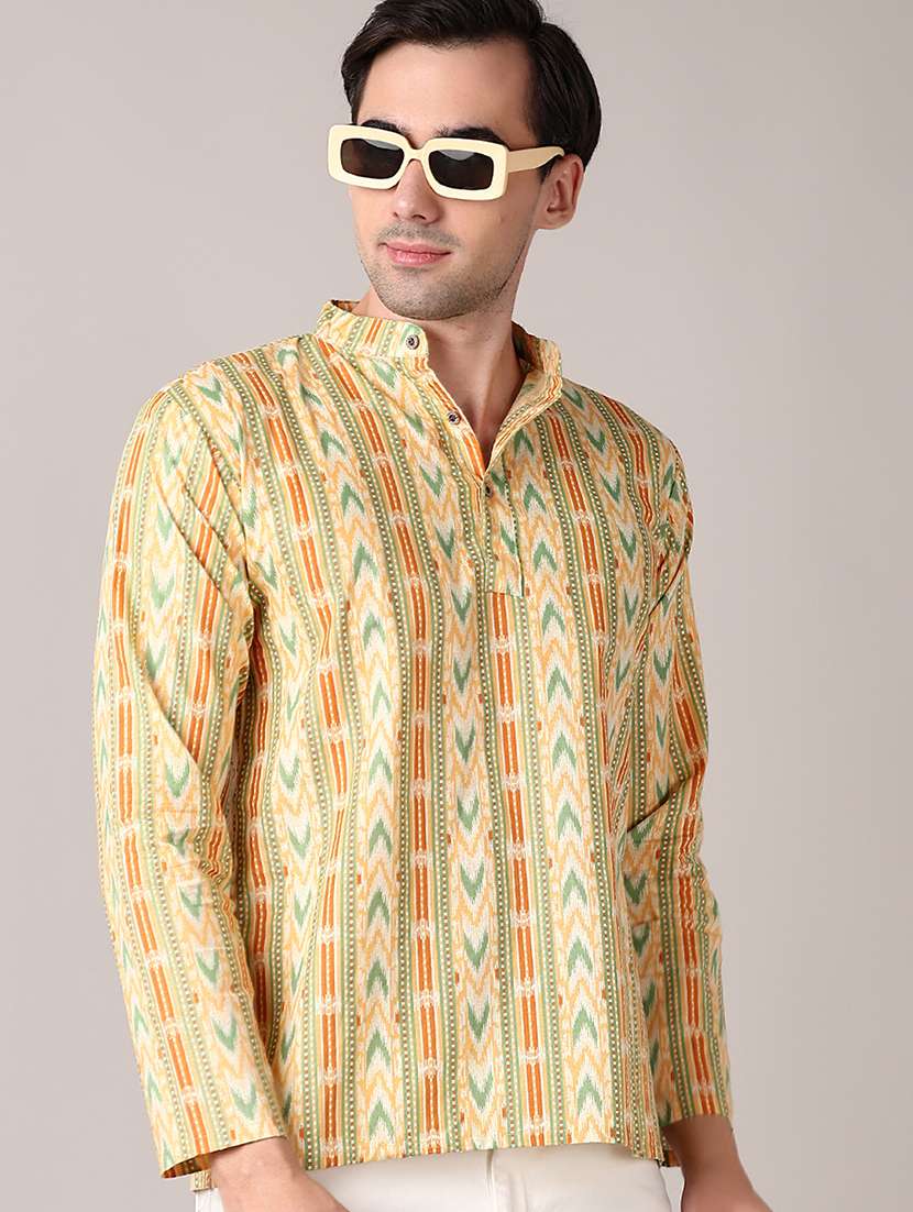 men printed cotton short kurta - 21524178 -  Standard Image - 1