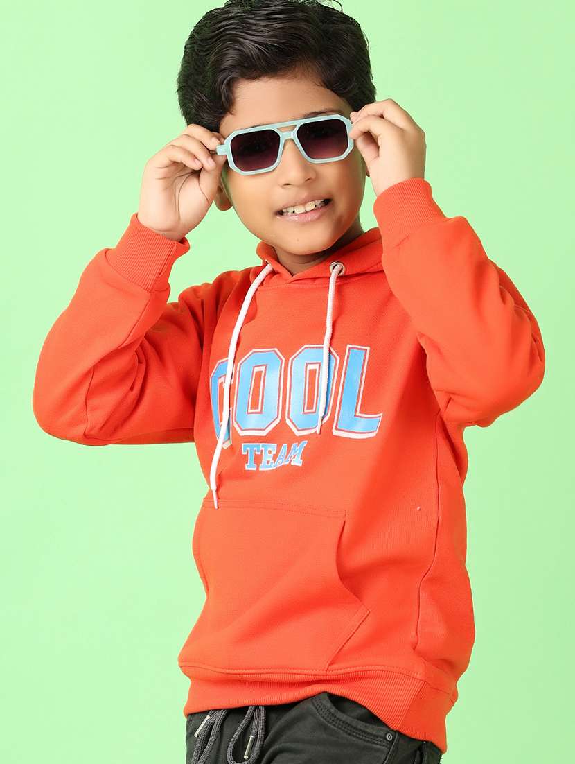 boys typographic printed long sleeve hooded sweatshirt - 21524206 -  Standard Image - 1
