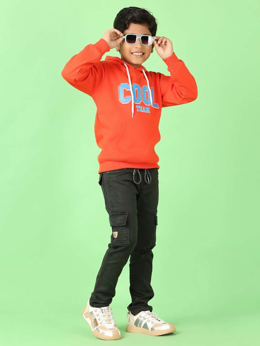 boys typographic printed long sleeve hooded sweatshirt - 21524206 -  Standard Image - 4