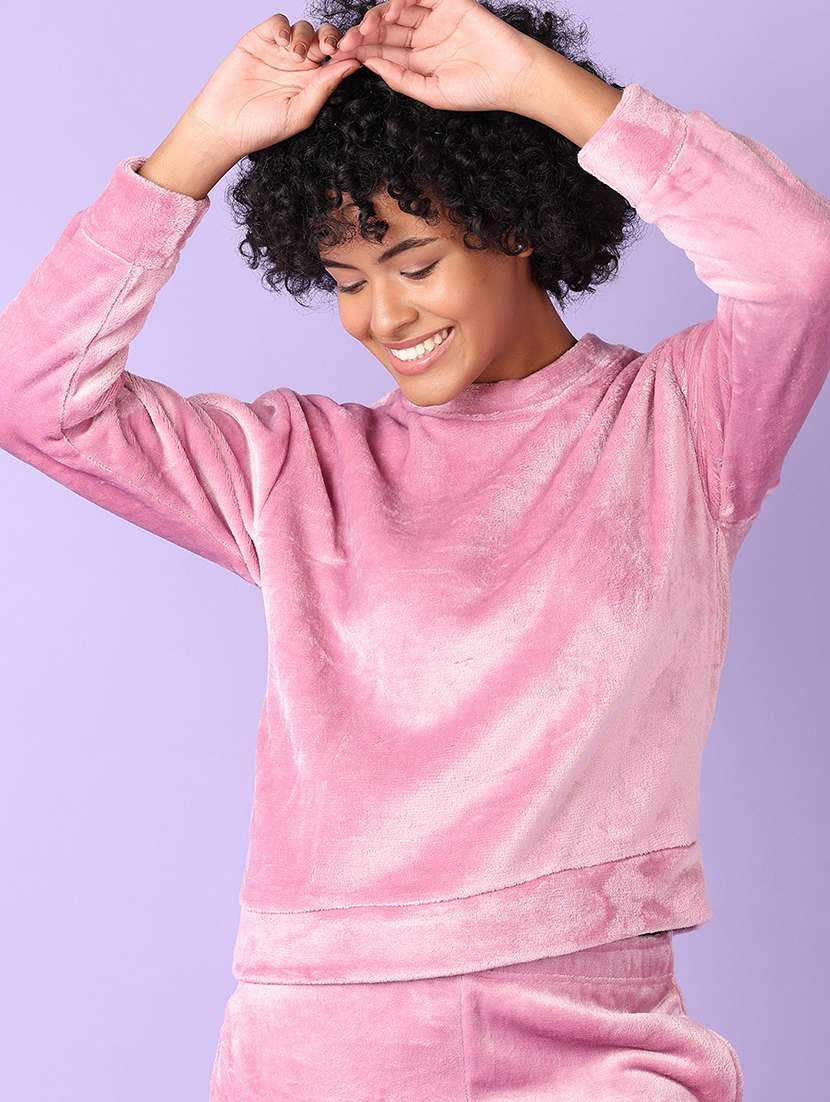 women solid long sleeve sweatshirt