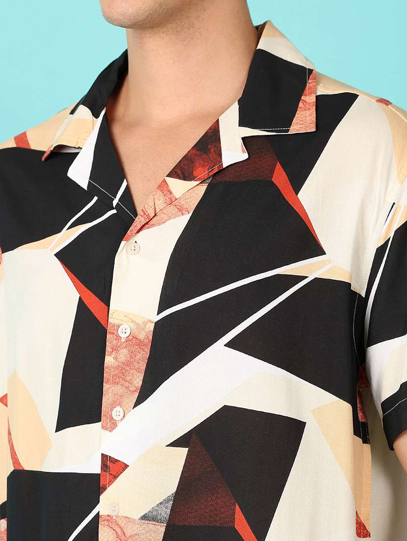 men printed short sleeve casual shirt - 21524308 - Standard Image - 1