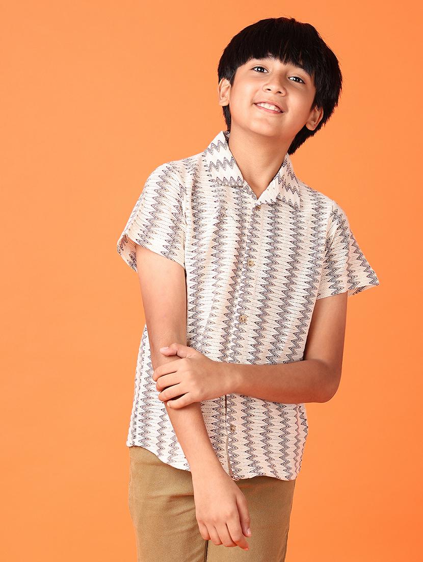 boys self design short sleeve casual shirt - 21524353 -  Zoom Image - 0