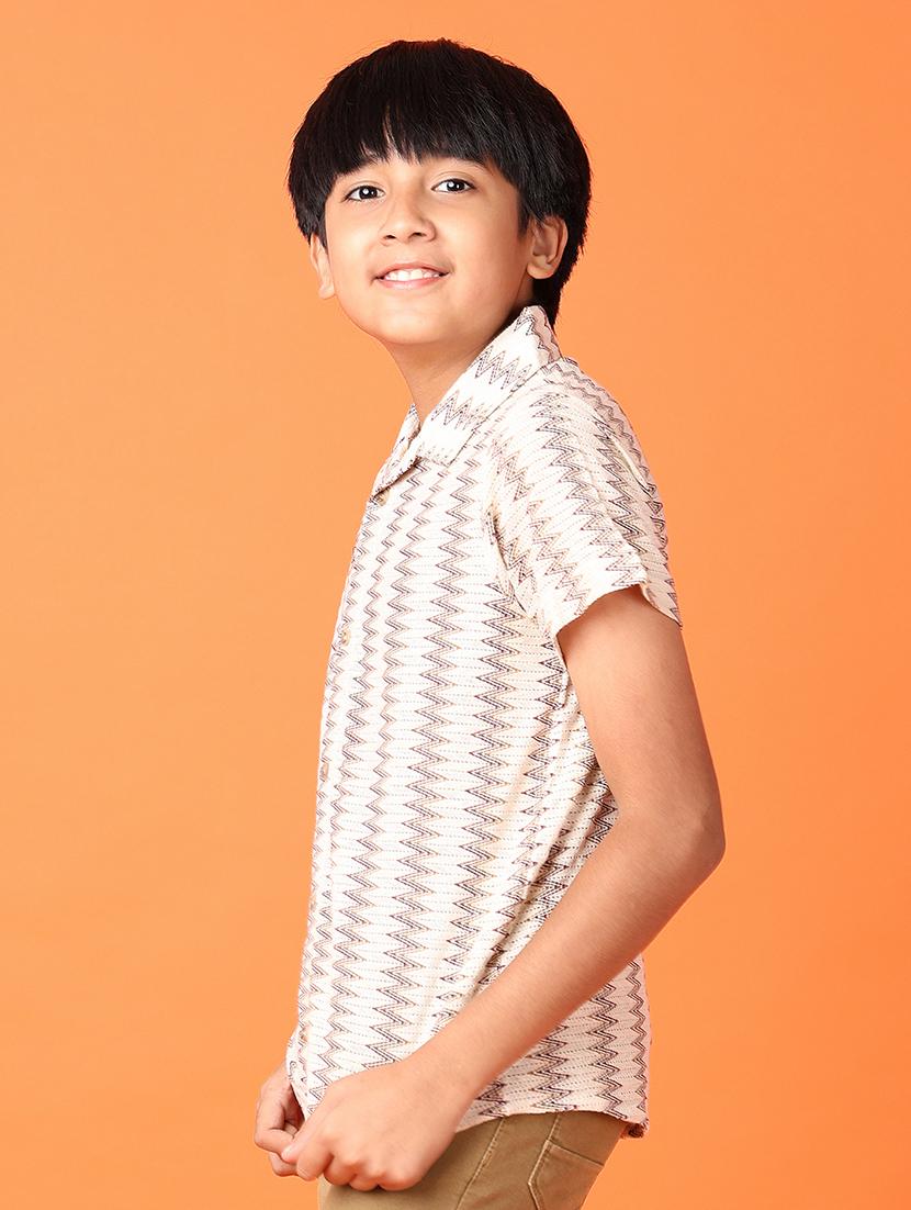 boys self design short sleeve casual shirt - 21524353 - Standard Image - 1