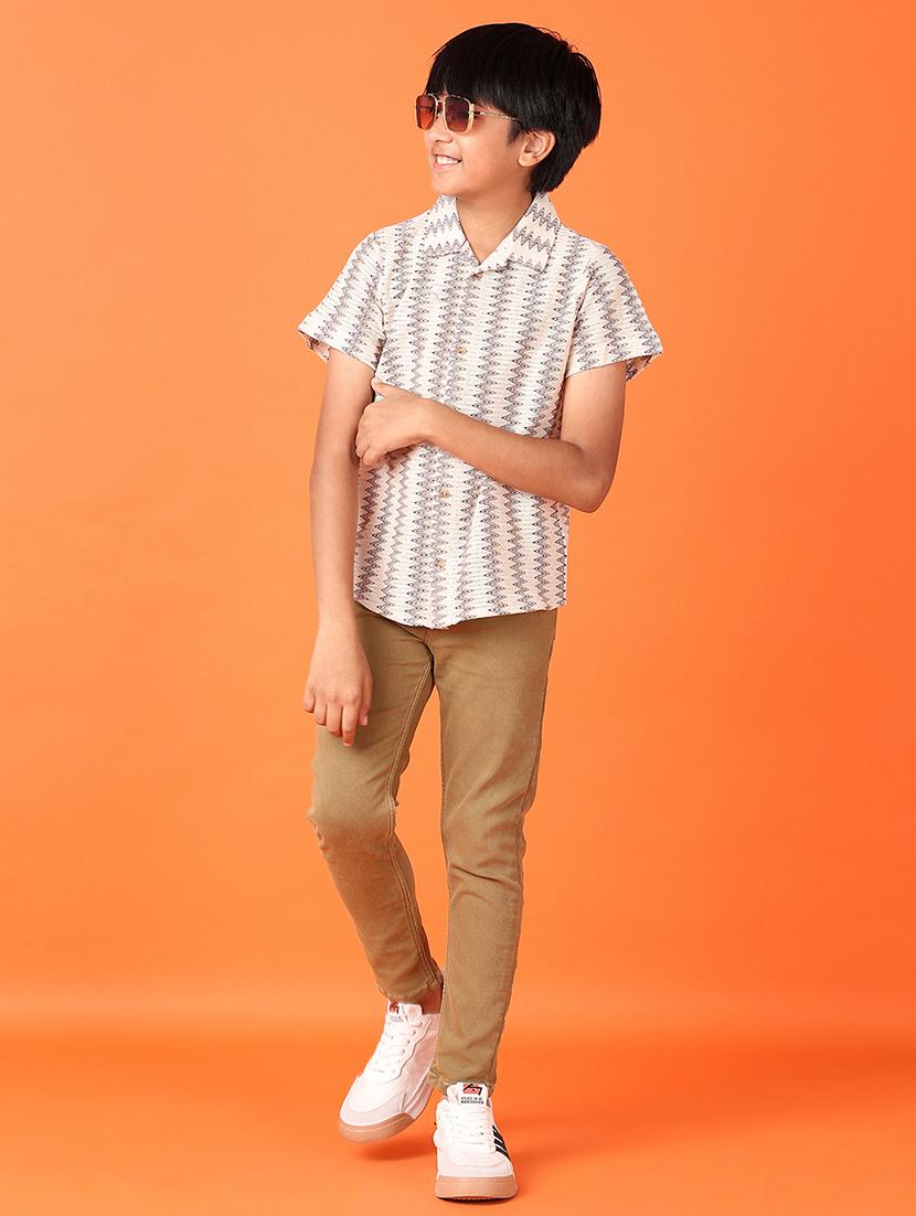 boys self design short sleeve casual shirt - 21524353 - Standard Image - 4