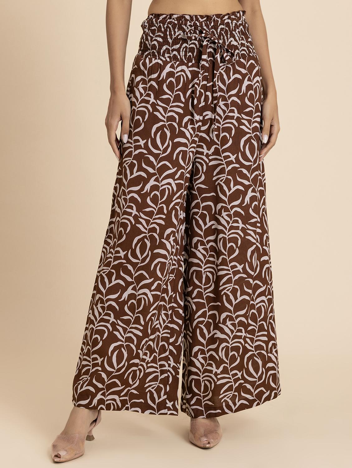 women coffee brown rayon wide leg trouser - 21524804 - Zoom Image - 0