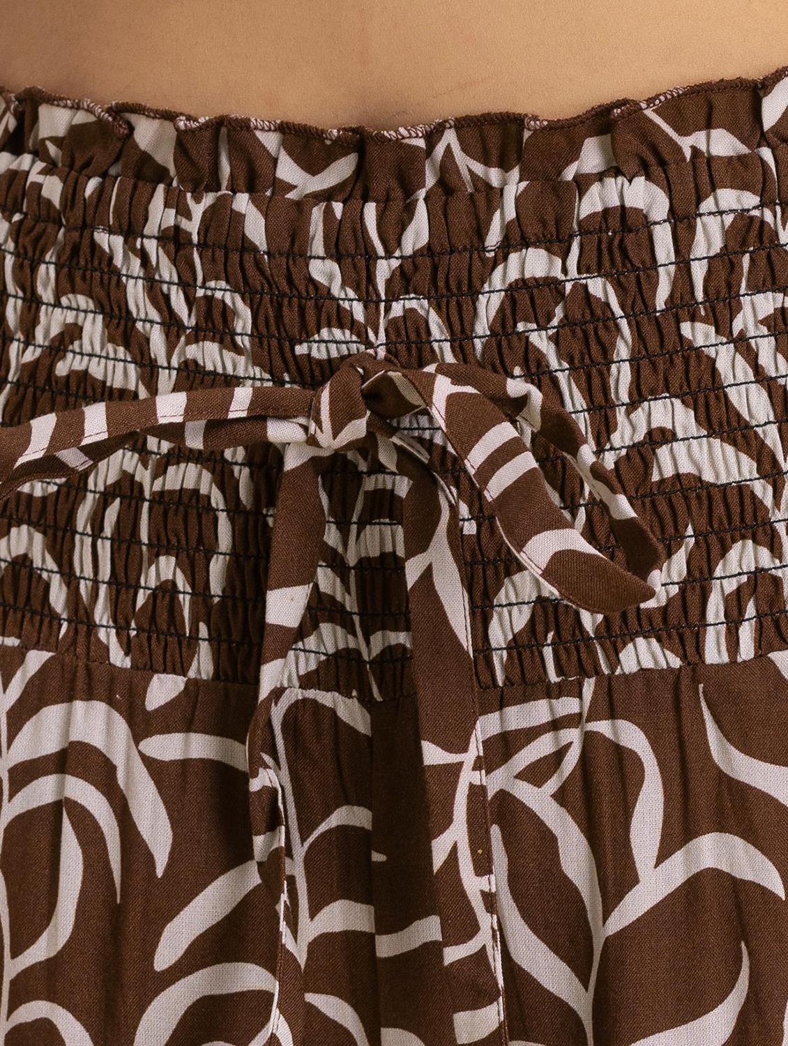 women coffee brown rayon wide leg trouser - 21524804 - Standard Image - 4