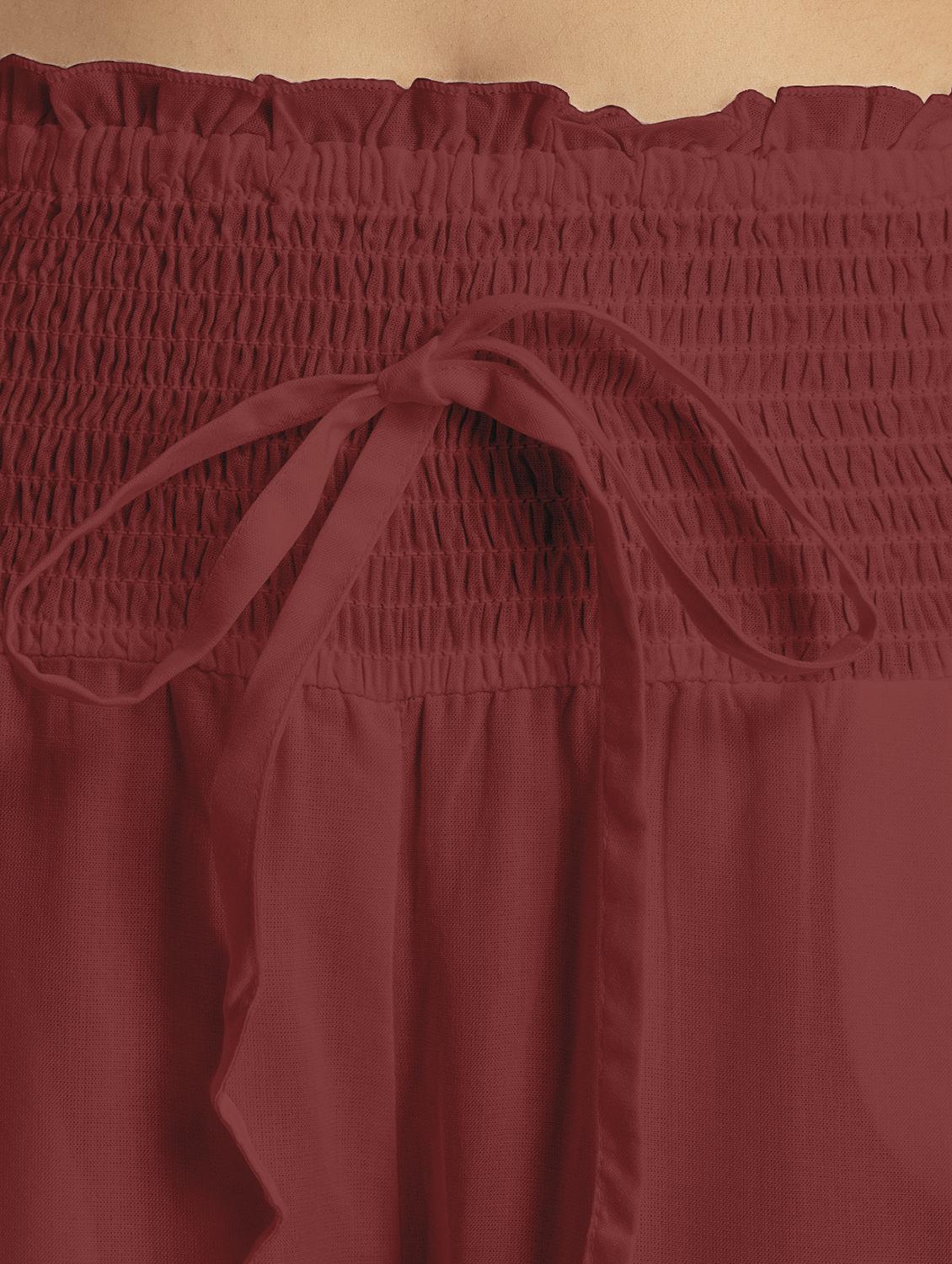 women maroon rayon wide leg trouser - 21524809 - Standard Image - 4