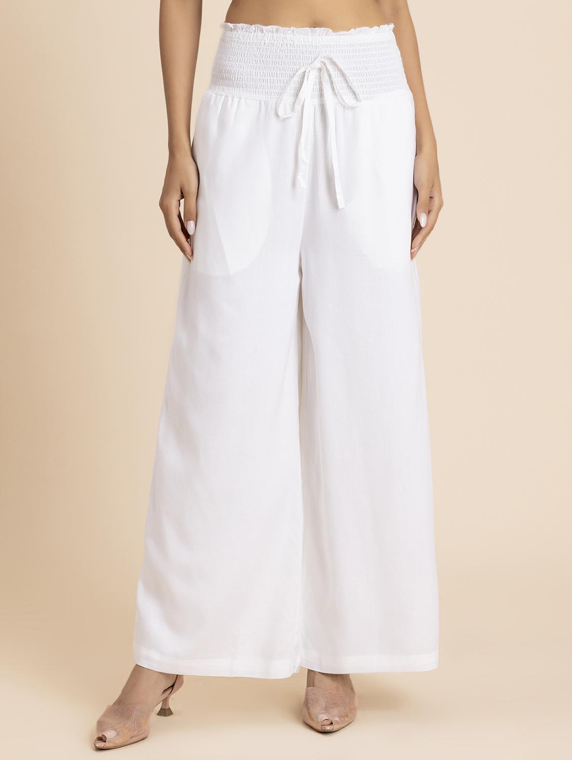 women white rayon wide leg trouser - 21524811 - Zoom Image - 0