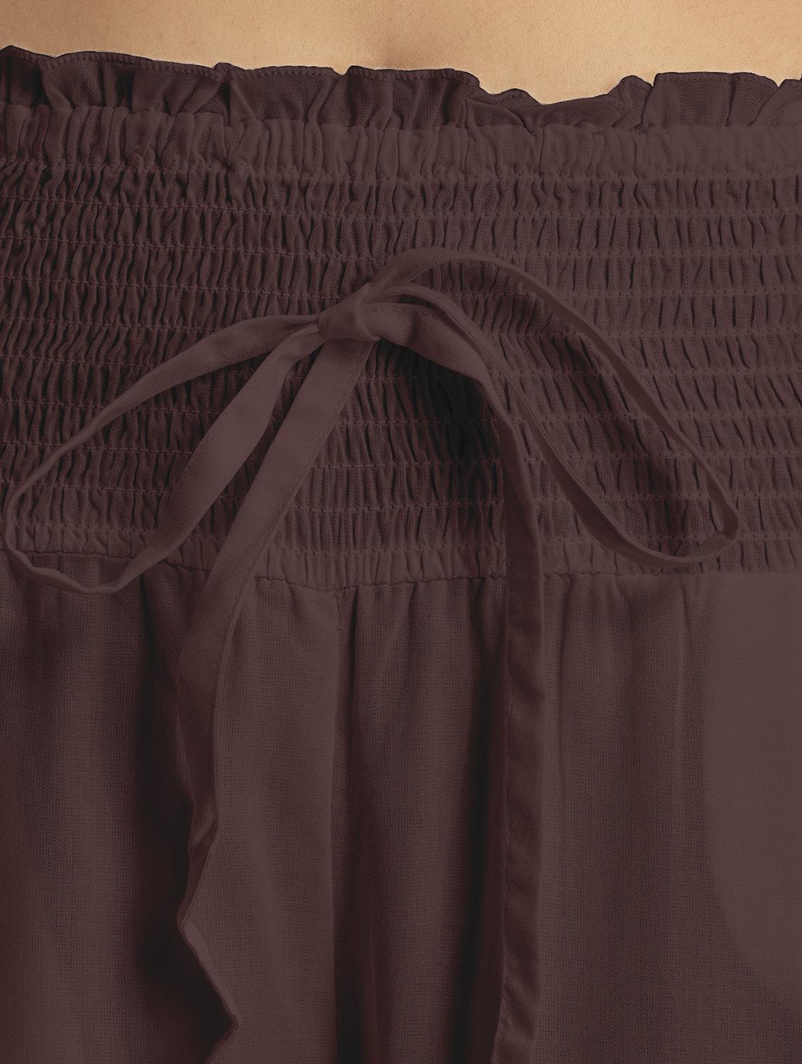 women coffee brown rayon wide leg palazzo - 21524812 - Standard Image - 4
