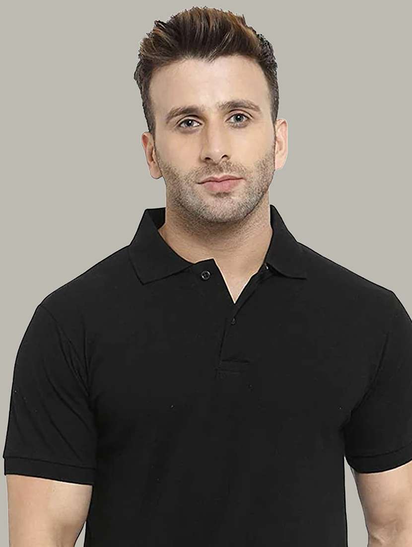 men polo neck plain t-shirt - 21524824 -  Standard Image - 1