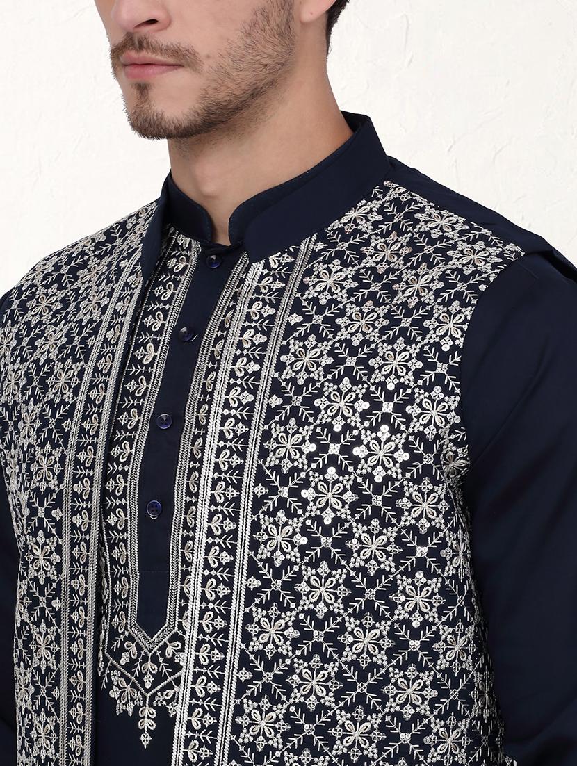 men embroidered kurta pyjama with jacket - 21524850 - Standard Image - 4