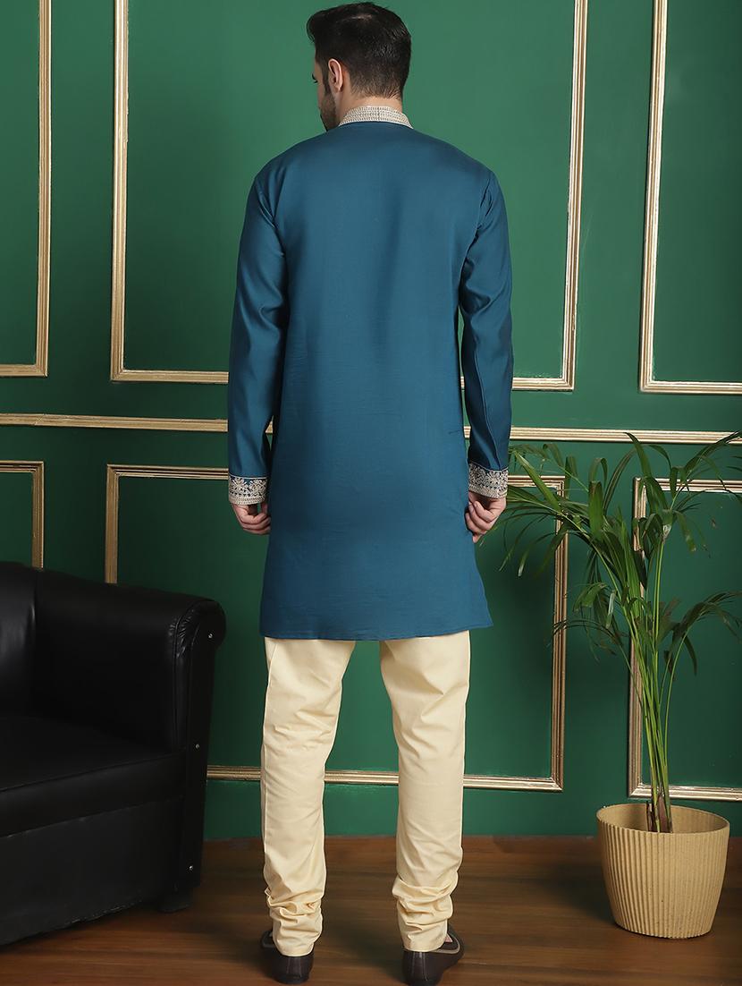 men embroidered kurta pyjama with jacket ethnic wear set - 21524857 - Standard Image - 4