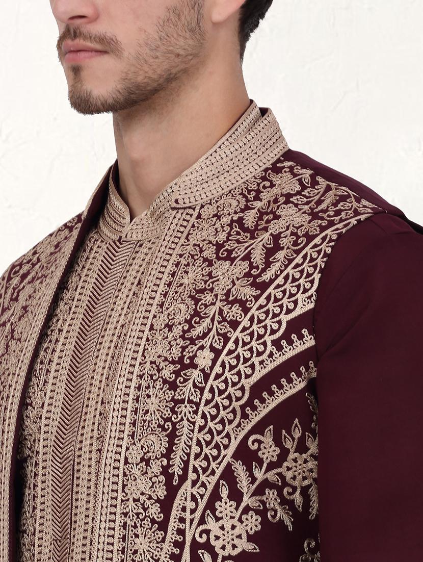 men embroidered kurta pyjama with jacket ethnic wear set - 21524858 - Standard Image - 4