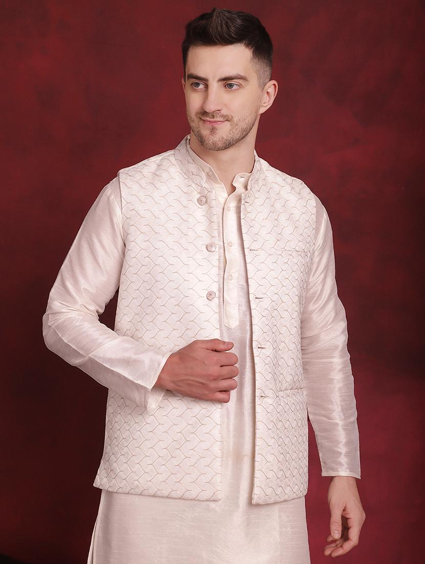 men solid kurta pyjama set with printed jacket - 21524871 - Standard Image - 4