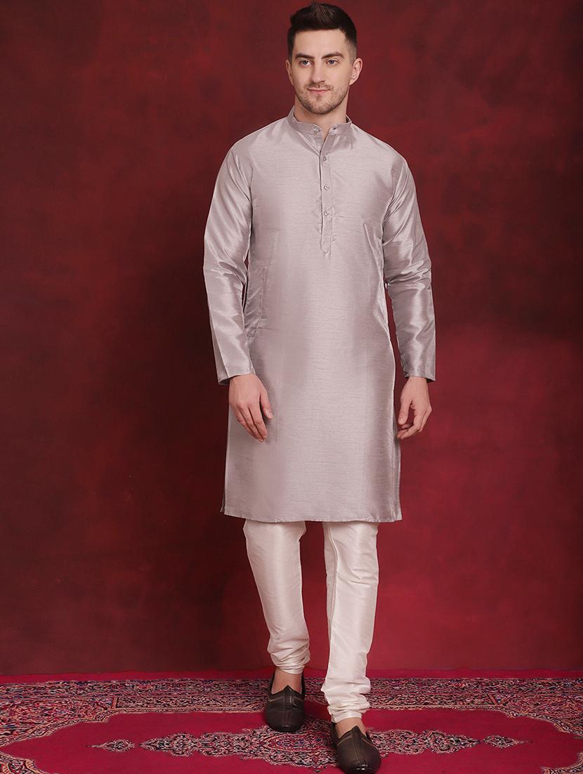 men solid kurta pyjama set with printed jacket - 21524887 - Standard Image - 1