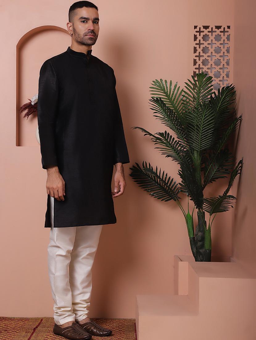 men solid kurta pyjama set with printed jacket - 21524901 - Standard Image - 1