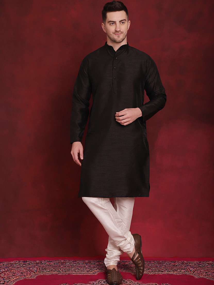 men solid kurta pyjama set with printed jacket - 21524905 - Standard Image - 1
