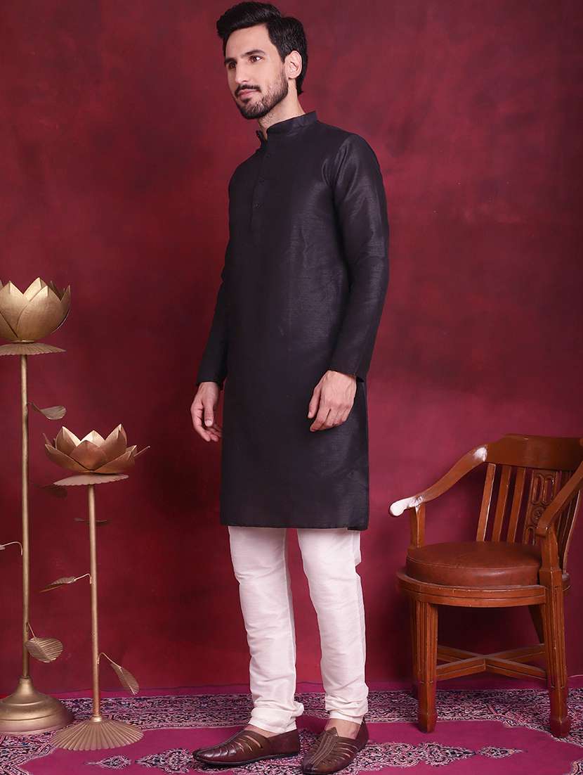 men mandarin neck silk kurta bottom with jacket ethnic wear set - 21524907 - Standard Image - 1