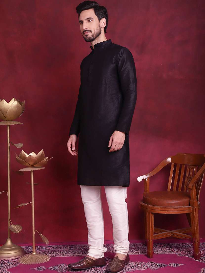 men mandarin neck silk kurta bottom with jacket ethnic wear set - 21524908 - Standard Image - 1