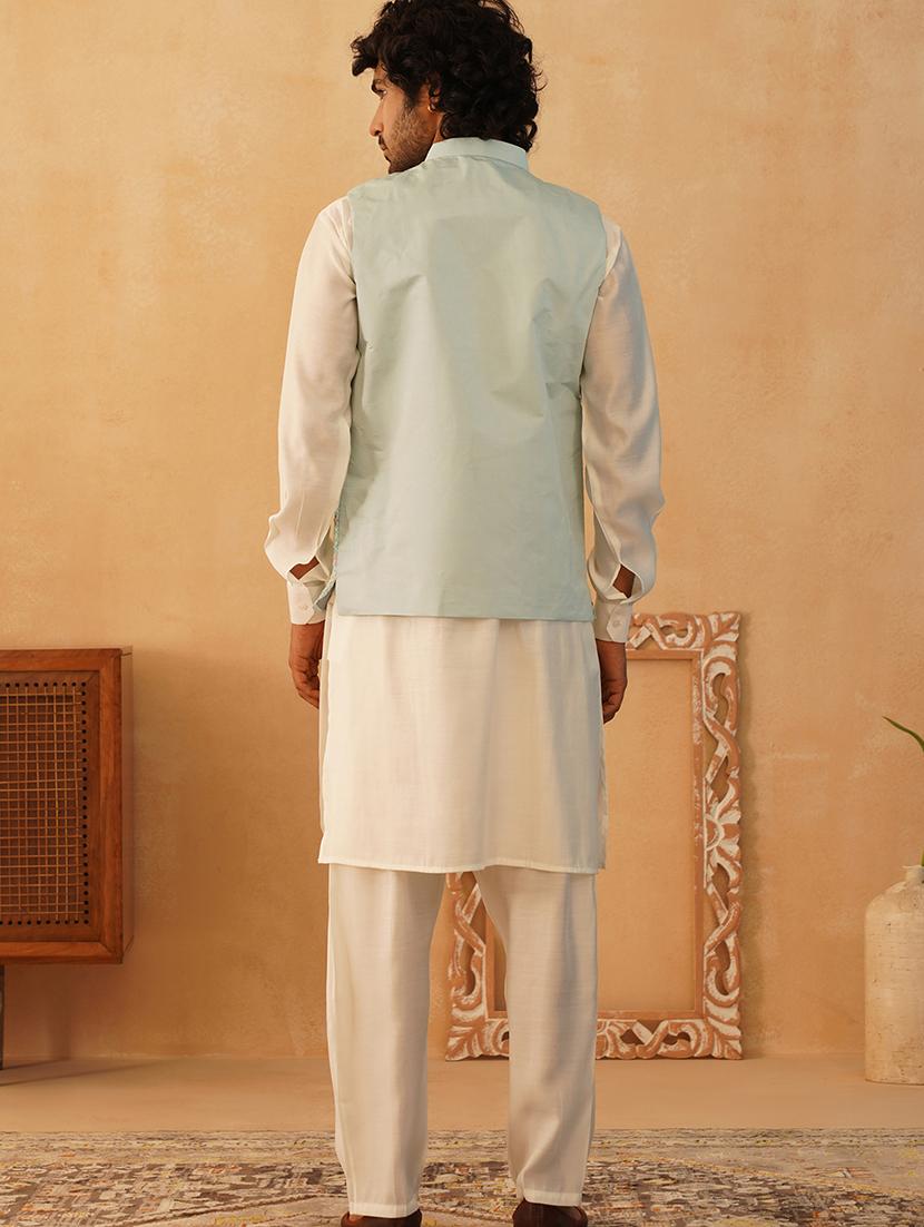 men mandarin neck kurta bottom with jacket ethnic wear set - 21524923 - Standard Image - 4