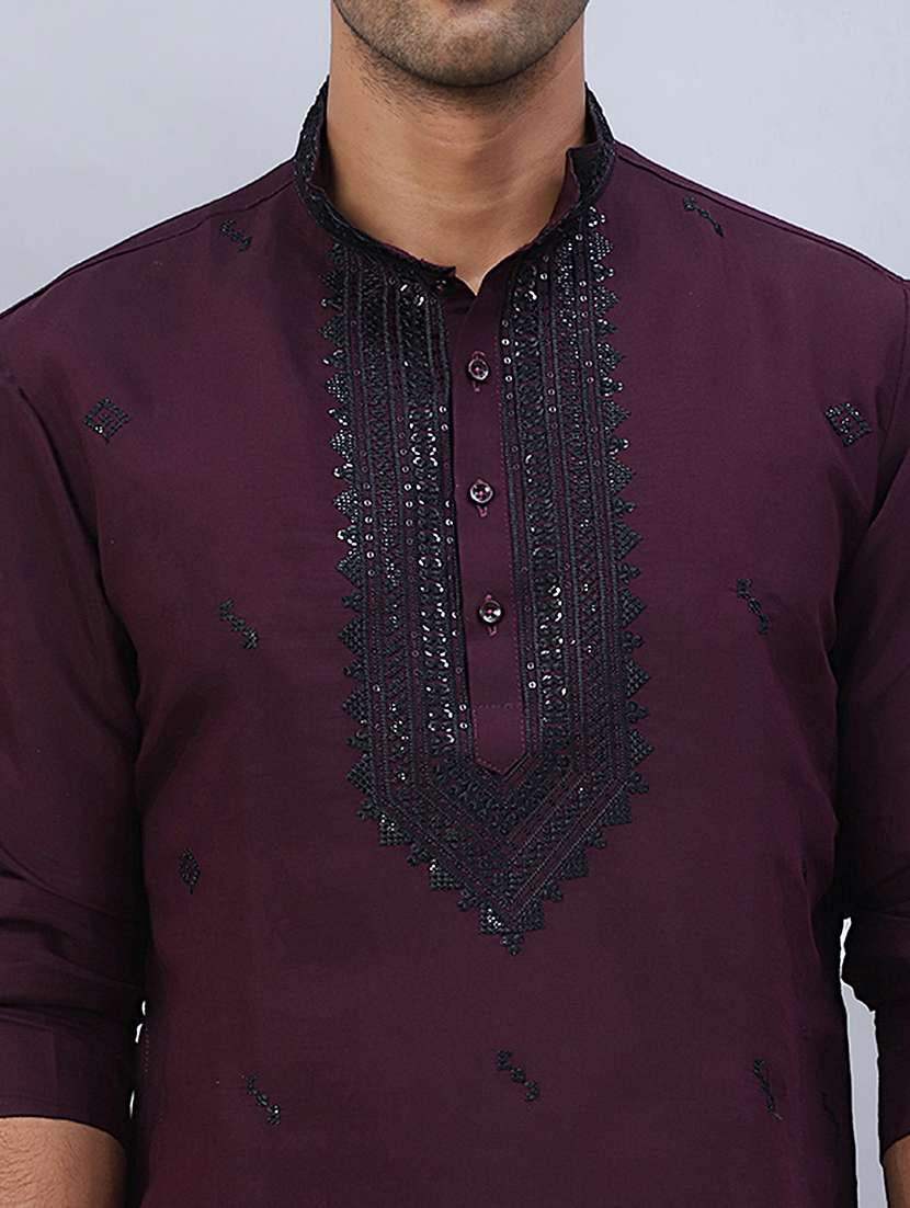 men sequins embroidered kurta pyjama with dupatta - 21524956 -  Standard Image - 4