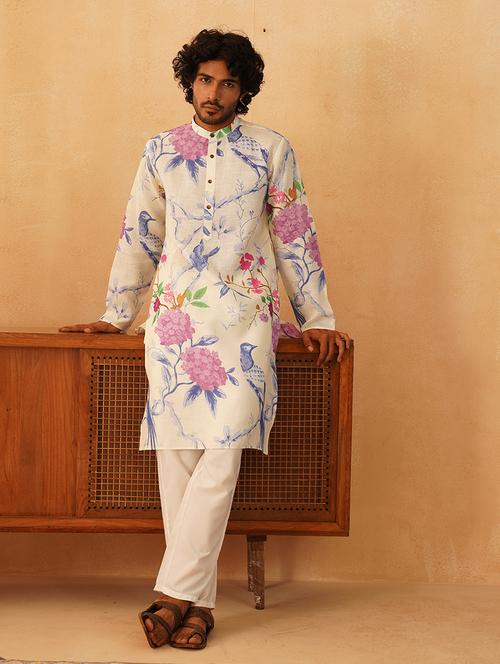 men floral printed kurta pyjama ethnic set - 21524962 - Standard Image - 0