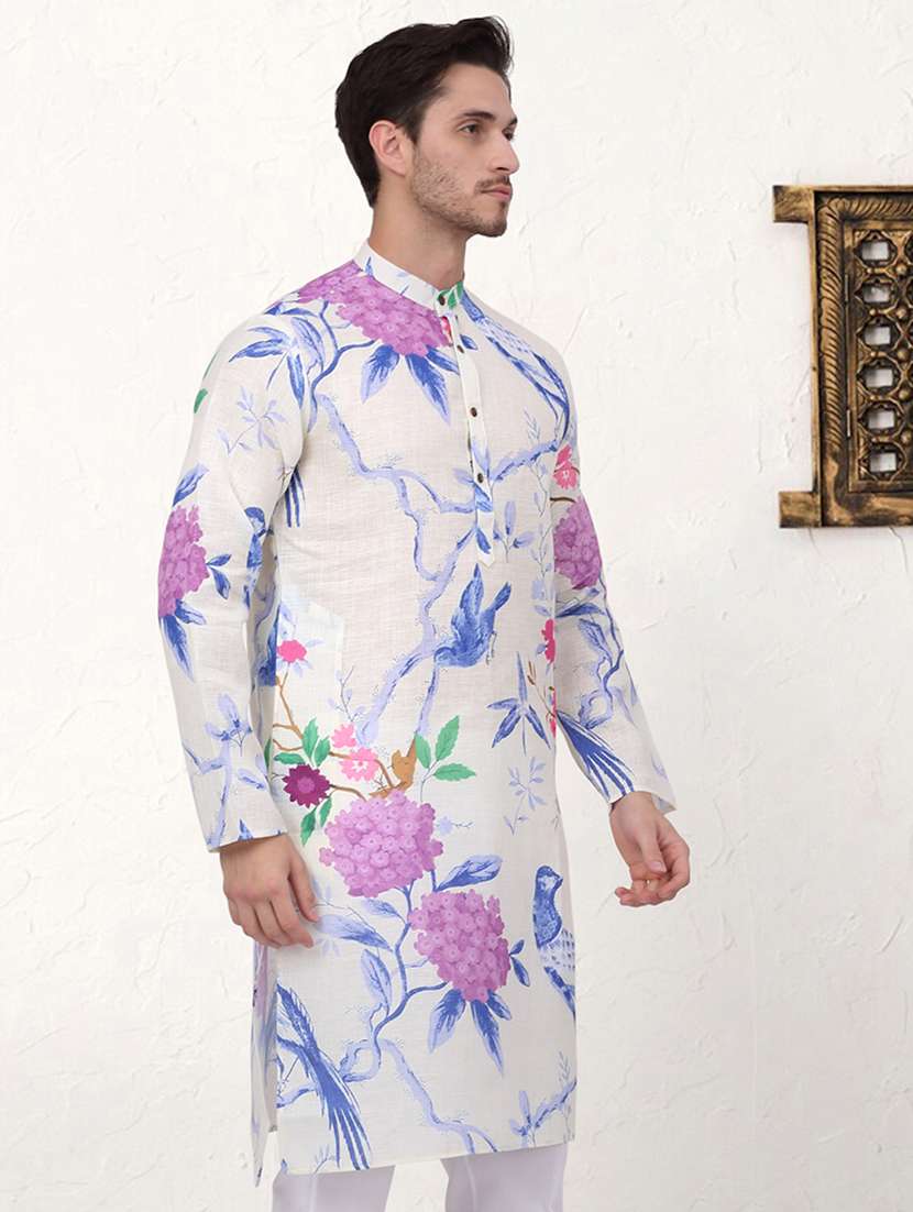 men printed mandarin neck long kurta  - 21524969 -  Standard Image - 1