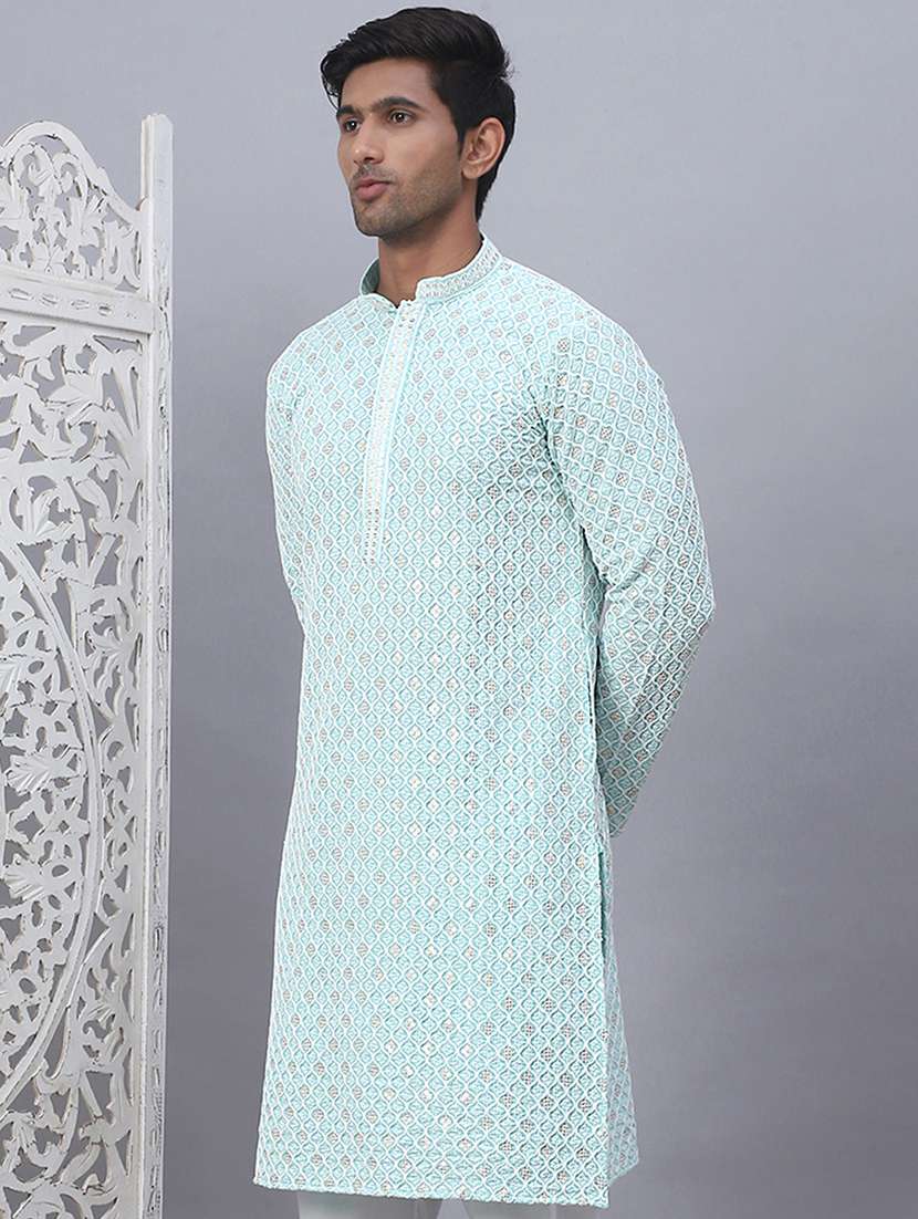 men embroidered mandarin neck long kurta  - 21524980 -  Standard Image - 1