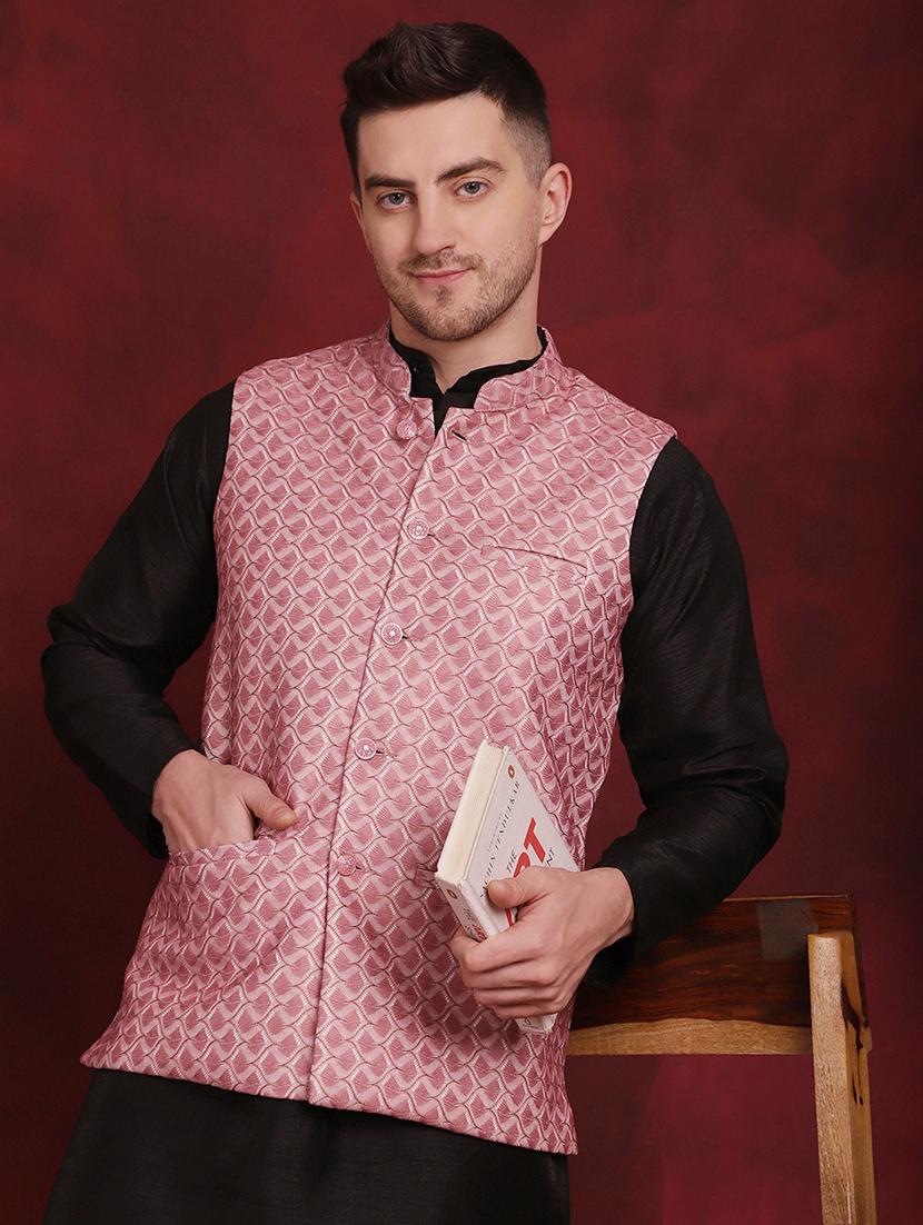 men mandarin neck printed nehru jacket - 21524993 - Standard Image - 1