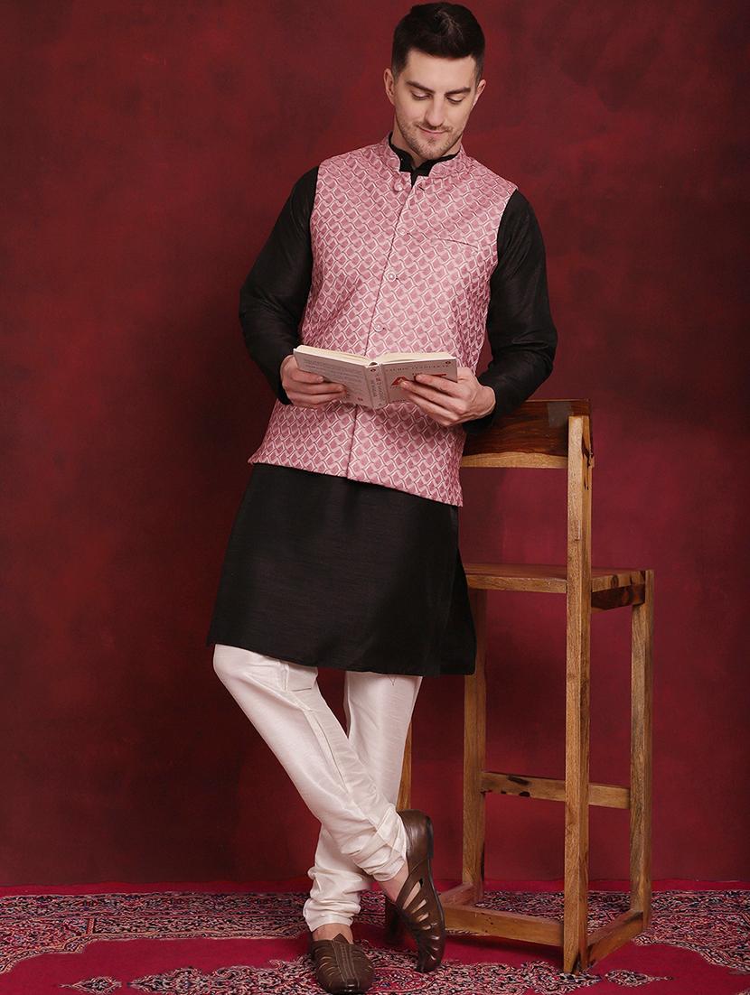 men mandarin neck printed nehru jacket - 21524993 - Standard Image - 4