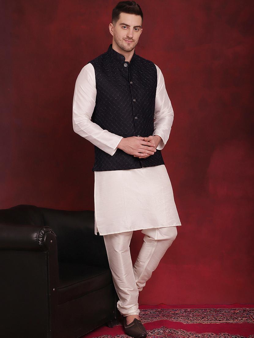 men mandarin neck self-designed nehru jacket - 21524995 - Standard Image - 4